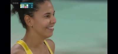 Canadian and Brazilian beach volleyball teams get into a fight, then DJ plays 