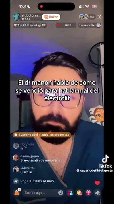El Dr. Manon se encabronó cuando lo encararon en redes sociales por venderse a la 4T y su campaña negra contra Laboratorio Pisa desprestigiando al Electrolit, en otro gobierno ya hubiera demandado al gobierno, como sea esos influencer ya perdieron seguido