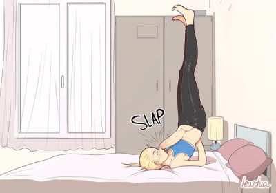 Practicing her exercises