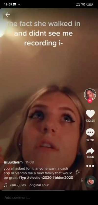Girl voted for Biden. Got kicked out of the house by her parrents when he won.