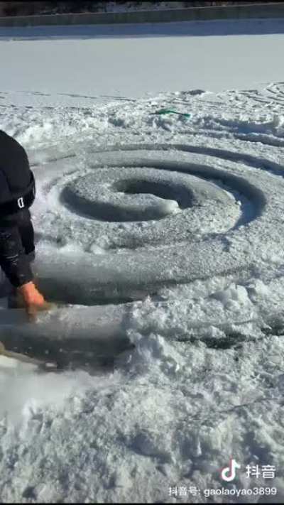 Snake ice carving