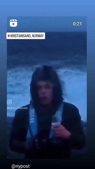 Fish hits weatherman in the face