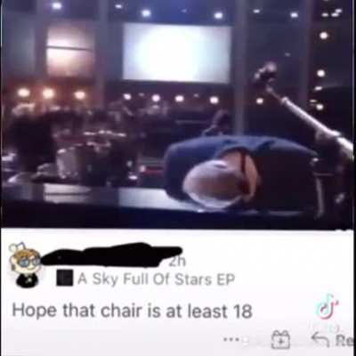 Chris Martin violating a piano stool