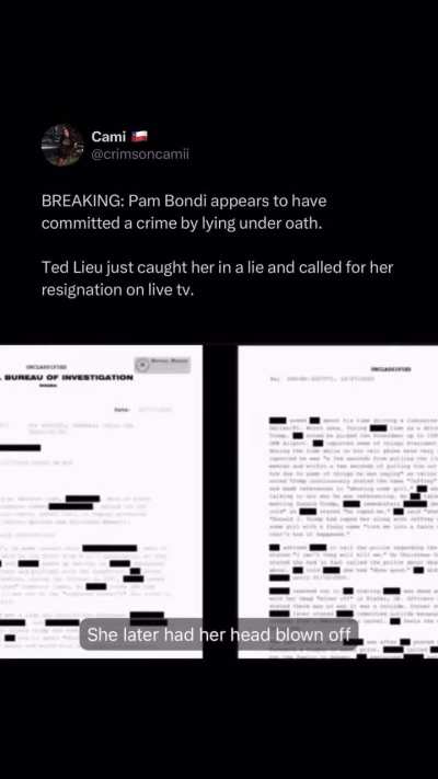 Pam Bondi called out for lying under oath