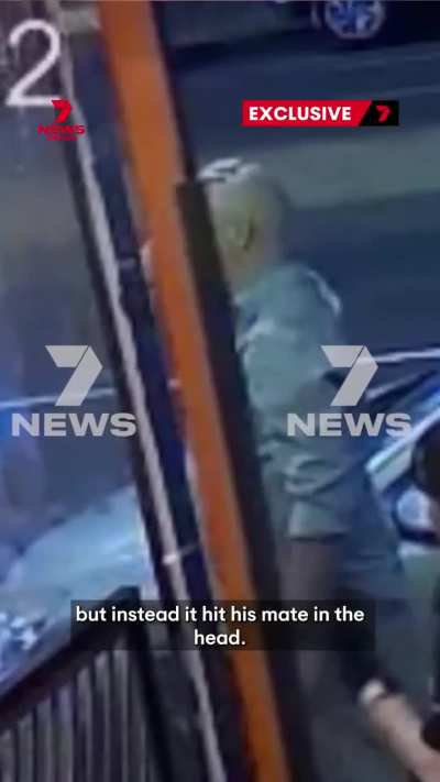 After these two men were kicked out of a strip club in Melbourne, one of them tried to throw a chair at the security guard but ended up hitting his mate instead.