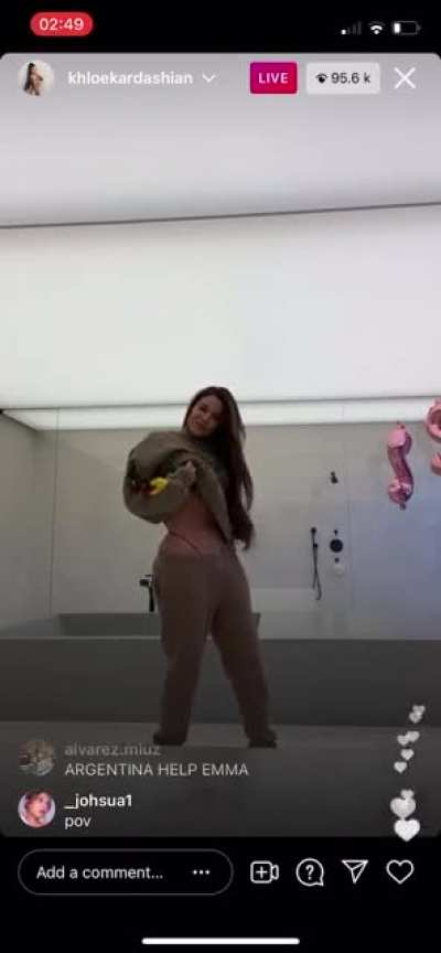 Khloe showing off her sexy body on IG live