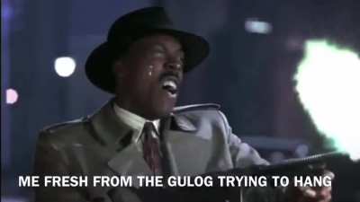 Me fresh from the Gulog trying to hang with my team!