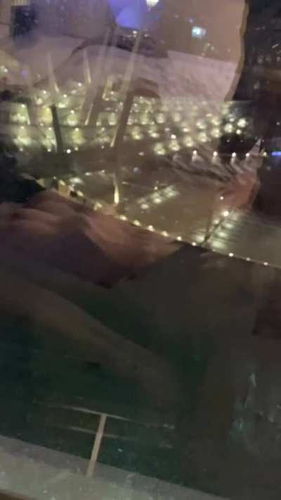On display in front of the hotel window