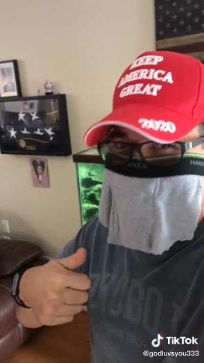 Guy wear his Hanes underwear to stick it to the mask mandate...