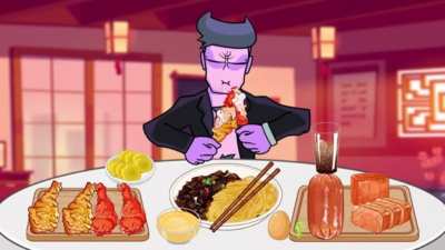 daddy dearest enjoys his chicken