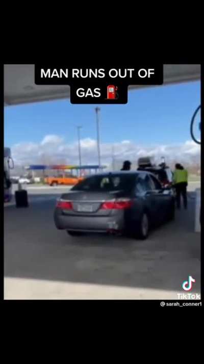 Man freaks out at a New Jersey gas station because his car is completely out of gas and the gas station worker won’t fill up his car because he’s parked on the wrong side.