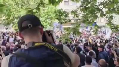 God, Syria, Freedom and that’s it” protests today in Damascus on Syrian Independence Day. The main focus of the protest was against the high cost of living, rising prices, unemployment and lack of political reform.