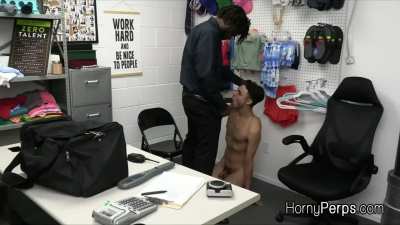 Suspect blows security guards dark meat