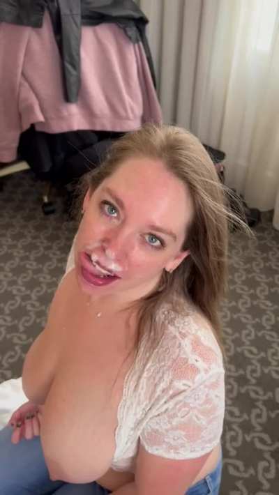 Love the feel of a new man’s cum on my face!