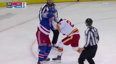Jacob Trouba lays out Nazem Kadri with a clean hit