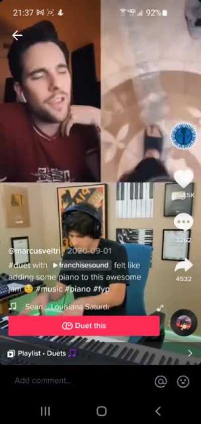 Series of pops turns into a music duet chain