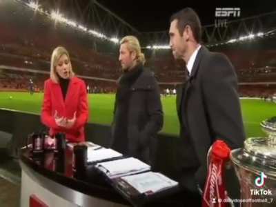 Presenter gets hit by ball