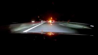 Going 240kmh on the Autobahn when suddenly this guy decides to change lanes for no reason...