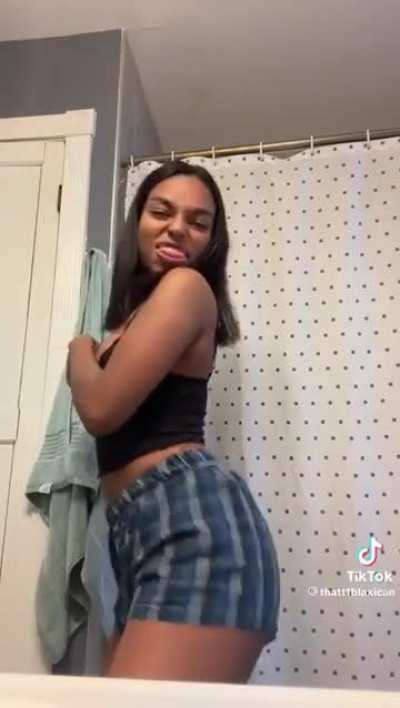 In the blue shorts