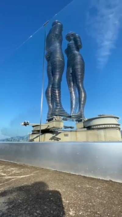 Rotating sculpture 'Man and Woman' by Tamara Kvesitadze near the Black Sea in Batumi, Georgia