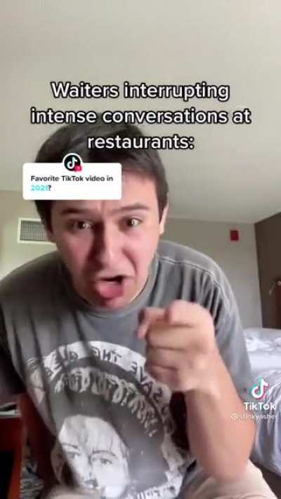 Waiters interrupting intense conversations