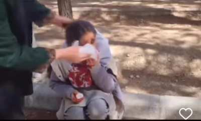 A Muslim woman has beaten this kid for 