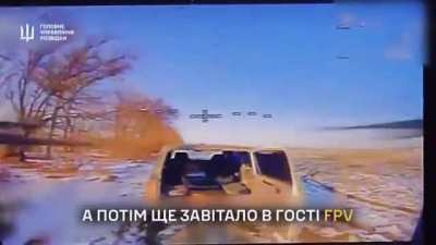 A strike with cluster munitions from the HIMARS MLRS and several FPV drones on the crew of the Orlan UAV. February 2025, Zaporizhia region.