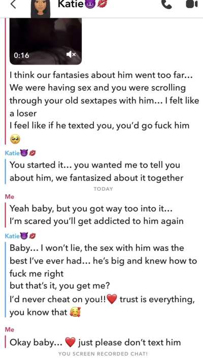 When your fantasies about her ex went too far and she started watching their sextapes even while having sex with you… PART 1.
