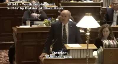 Full video of Iowa Senator Bill Dotzler attempting to ask Republicans questions about a Child Labor bill they passed at 5 AM