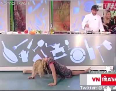 WCGW trying a jump split on live TV