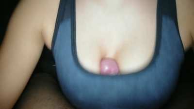 She uses her bra to finish him off