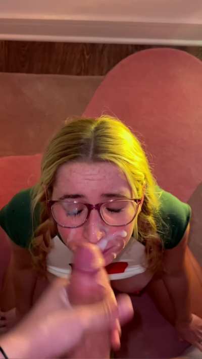 Cum Cumshot Eye Contact Facial Glasses POV Pigtails