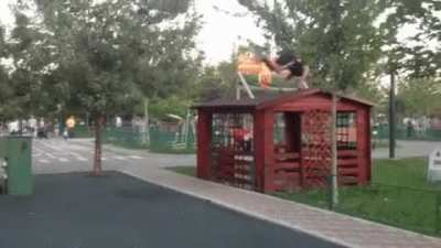 Jumping over the shed