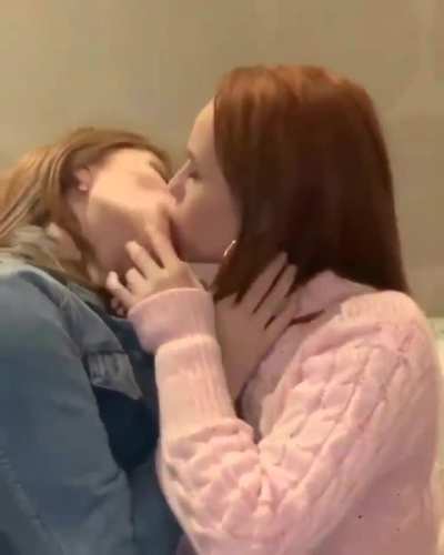 Cute lesbians kissing