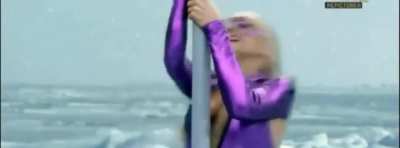 Sara Jean Underwood as Bustice poledancing on 
