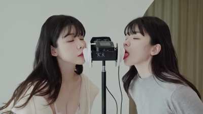Cute twin ear licking ASMR