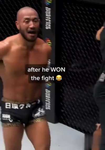 He wins the fight then proceeds to have sex with the floor