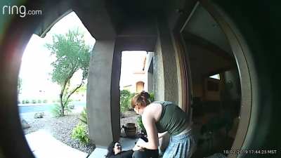 Please enjoy this moment of my attempt to overachieve a grocery run captured on my doorbell camera.