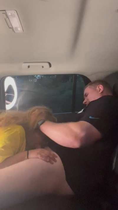 Training her throat in the car