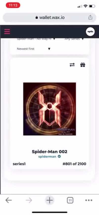 Spider Man NFT Series 1 #801 of 2100