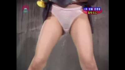 Japanese Pee Gameshow : 5 women must traverse course in building but only move while they are wetting their panties. They drink beer and squirm and pee and wet (see comments for more info & source)