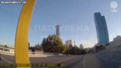 Police officers shoot down kamikaze drone