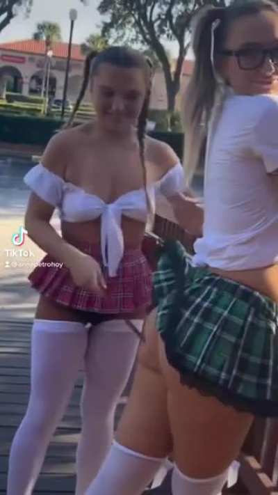 School girl spanking😱