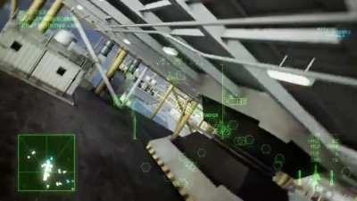 Stunt challenge: combining slalom and tunnel run by flying through all the passable bridges between the platforms