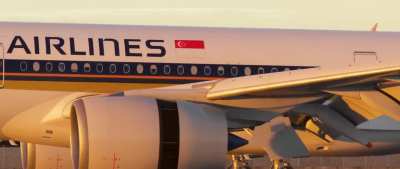 Singapore 36 arriving in LAX with a beautiful sunset