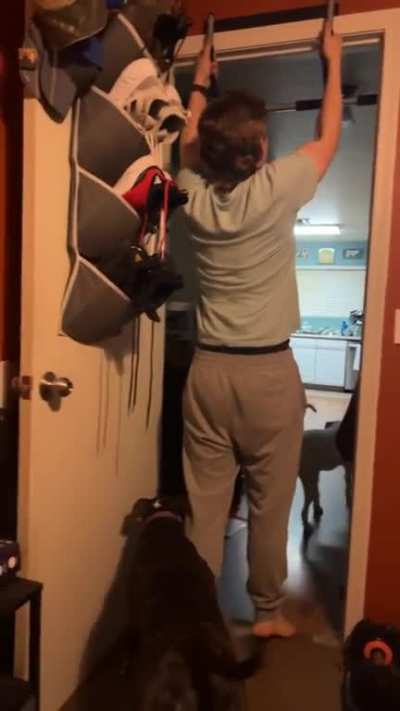 My younger brother got new workout equipment