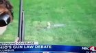 Guy shoots a watermelon using an 