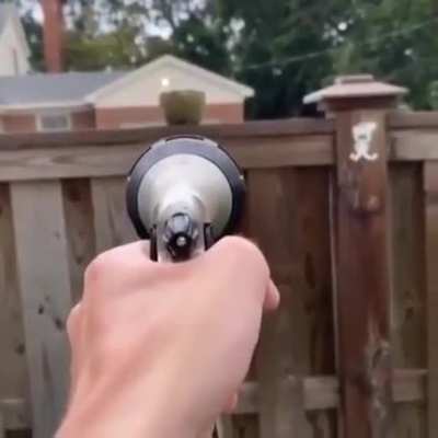Hitting a pot with a water hose