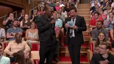 Jimmy Fallon, genuinely laughing over Dave Chappelle's jokes