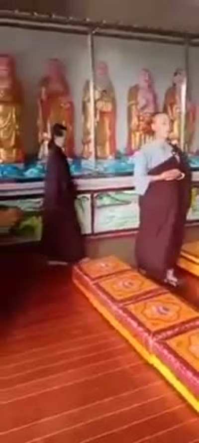 Goose pretends to be Buddhist